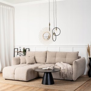 Mebel Elite Narożnik z Funkcją Spania i Pojemnikiem ALMA 250 cm Beżowy Uniwersalny Nowoczesny 1