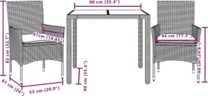 vidaXL 3-cz. zestaw mebli ogrodowych z poduszkami, beżowy, polirattan 7