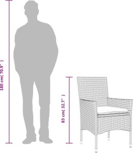 vidaXL 3-cz. zestaw mebli ogrodowych z poduszkami, beżowy, polirattan 10