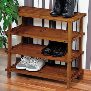 Kesper Wysoka szafka na buty z drewna jodłowego, pojemny i ustawny regał na buty z czterema półkami 2