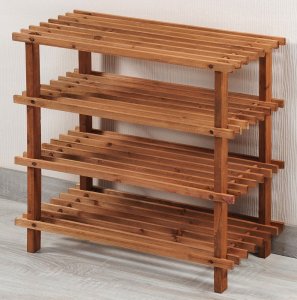 Kesper Wysoka szafka na buty z drewna jodłowego, pojemny i ustawny regał na buty z czterema półkami 3