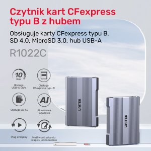 Czytnik Unitek Unitek Czytnik kart pamięci CF Express, SD/microSD, USBA 10 Gbs + HUB 12