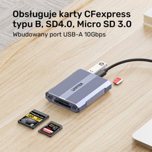 Czytnik Unitek Unitek Czytnik kart pamięci CF Express, SD/microSD, USBA 10 Gbs + HUB 13