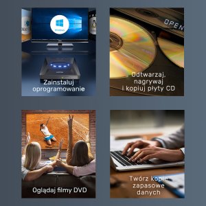 Odtwarzacz DVD Unitek Nagrywarka zewnętrzna DVD/CD, Hub USB 5Gbps, czytnik kart SD 11