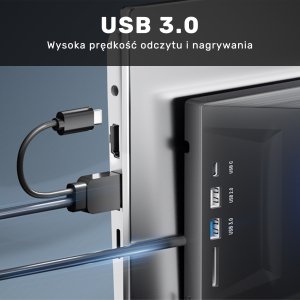 Odtwarzacz DVD Unitek Nagrywarka zewnętrzna DVD/CD, Hub USB 5Gbps, czytnik kart SD 10