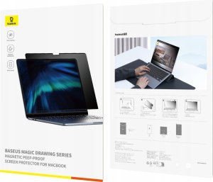Baseus Szkło hartowane Baseus Magic Drawing dla MacBook Air 13.6" (2022/2024) + zestaw czyszczący (przeźroczysty) 3