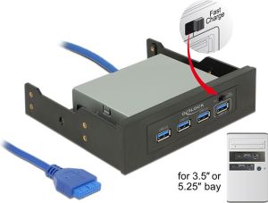 Delock 4 portowy hub USB 3.0, 3.5″ / 5.25″ (62903) 1