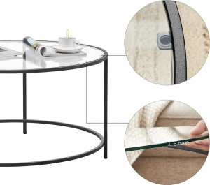 Leobert Stolik Kawowy Szklany Okrągły Ława - LGT021B01 5