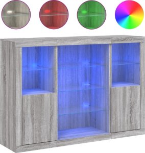 vidaXL Szafki z oświetleniem LED, 3 szt., szary dąb sonoma 2