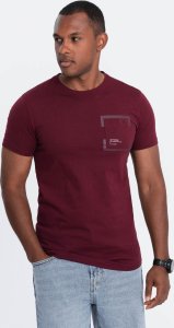 Ombre T-shirt męski bawełniany z kieszonką - bordowy V2 OM-TSPT-0154 XL 1