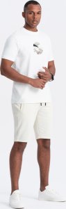 Ombre Szorty męskie dresowe z bawełny BASIC  kremowe V5 OM-SRBS-0149 XL 3