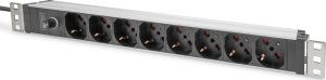 Digitus Digitus Socket strip with aluminum profile and back-up fuse, 8-way Italian output, 2 m cable IEC C14 plug 1