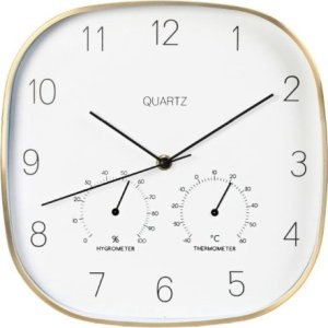 Koopman Zegar ścienny złoty z termometrem nowoczesny 28,5 cm 1