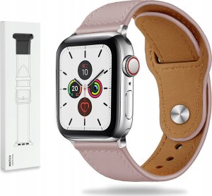 Tech Craft Skórzany pasek Apple Watch ( 42 / 44 / 45 / 46 / 49 MM ) różowy 1