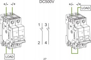 Noark Rozłącznik izolacyjny 101755 2M 2-bieg 32A 500V DC 3