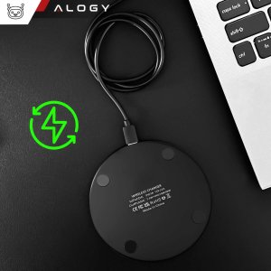 Ładowarka Alogy Ładowarka indukcyjna QI bezprzewodowa 20W szybka LED Alogy okrągła mocna + kabel USB-C Czarna 12