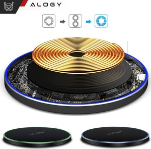 Ładowarka Alogy Ładowarka indukcyjna QI bezprzewodowa 20W szybka LED Alogy okrągła mocna + kabel USB-C Czarna 5