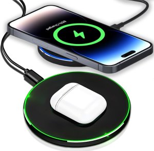 Ładowarka Alogy Ładowarka indukcyjna QI bezprzewodowa 20W szybka LED Alogy okrągła mocna + kabel USB-C Czarna 8