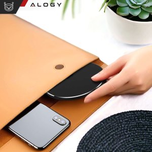 Ładowarka Alogy Ładowarka indukcyjna QI bezprzewodowa 20W szybka LED Alogy okrągła mocna + kabel USB-C Czarna 10
