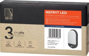 Kinkiet Orno NEFRYT LED 10W, oprawa ogrodowa z czujnikiem ruchu PIR, 800lm, IP54, 4000K, szara 2