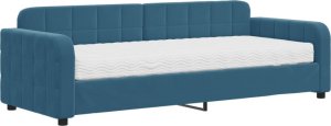 vidaXL Sofa z materacem do spania, niebieska, 80x200 cm, aksamit 2