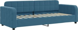 vidaXL Sofa z materacem do spania, niebieska, 80x200 cm, aksamit 3