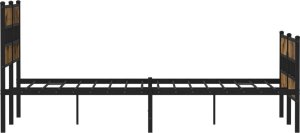 vidaXL Metalowa rama łóżka, bez materaca, przydymiony dąb, 135x190 cm 5
