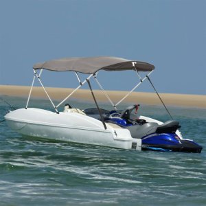 vidaXL Bimini ze ściankami z siatki, 4 pałąki, 243x(170-182)x137 cm 1