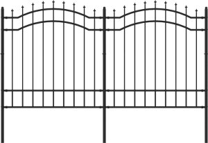 vidaXL Ogrodzenie z grotami, czarne, 165 cm, malowana proszkowo stal 2
