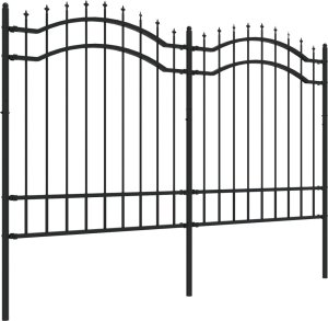 vidaXL Ogrodzenie z grotami, czarne, 165 cm, malowana proszkowo stal 3