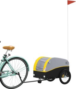 vidaXL Przyczepka rowerowa, czarno-żółta, 30 kg, żelazo 3