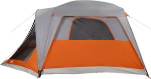 Namiot turystyczny vidaXL Namiot z przedsionkiem, 6-os., szaro-pomarańczowy, wodoszczelny 8