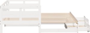 vidaXL Łóżko dzienne rozsuwane, szuflady, białe, 90x200 cm, sosnowe 6