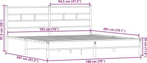 vidaXL Metalowa rama łóżka, bez materaca, przydymiony dąb, 193x203 cm 9