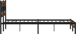 vidaXL Metalowa rama łóżka, bez materaca, przydymiony dąb, 183x213 cm 5