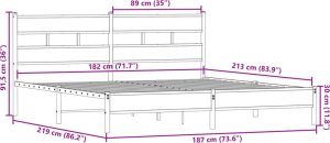vidaXL Metalowa rama łóżka, bez materaca, przydymiony dąb, 183x213 cm 9