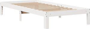 vidaXL Rama łóżka z szufladami, biała, 75x190 cm, lite drewno sosnowe 5
