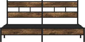 vidaXL Metalowa rama łóżka, bez materaca, przydymiony dąb, 180x200 cm 4