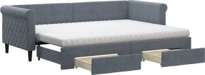 vidaXL Sofa rozsuwana z szufladami, ciemnoszara, 80x200 cm, aksamit 2