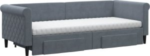 vidaXL Sofa rozsuwana z szufladami, ciemnoszara, 80x200 cm, aksamit 3
