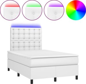 vidaXL Łóżko kontynentalne z materacem i LED, białe, 120x190 cm 2