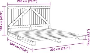 vidaXL Rama łóżka z wezgłowiem, szara, 200x200 cm, lite drewno sosnowe 11