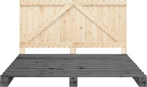 vidaXL Rama łóżka z wezgłowiem, szara, 200x200 cm, lite drewno sosnowe 5