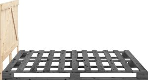 vidaXL Rama łóżka z wezgłowiem, szara, 200x200 cm, lite drewno sosnowe 8