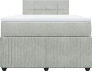 vidaXL Łóżko kontynentalne z materacem, jasnoszare, 120x190cm, aksamit 4