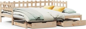 vidaXL Łóżko dzienne rozsuwane, szuflady, 90x200 cm, sosnowe 2