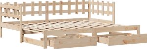 vidaXL Łóżko dzienne rozsuwane, szuflady, 90x200 cm, sosnowe 3