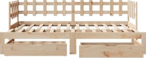 vidaXL Łóżko dzienne rozsuwane, szuflady, 90x200 cm, sosnowe 5