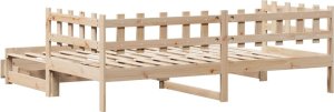 vidaXL Łóżko dzienne rozsuwane, szuflady, 90x200 cm, sosnowe 7