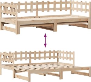 vidaXL Łóżko dzienne rozsuwane, szuflady, 90x200 cm, sosnowe 8